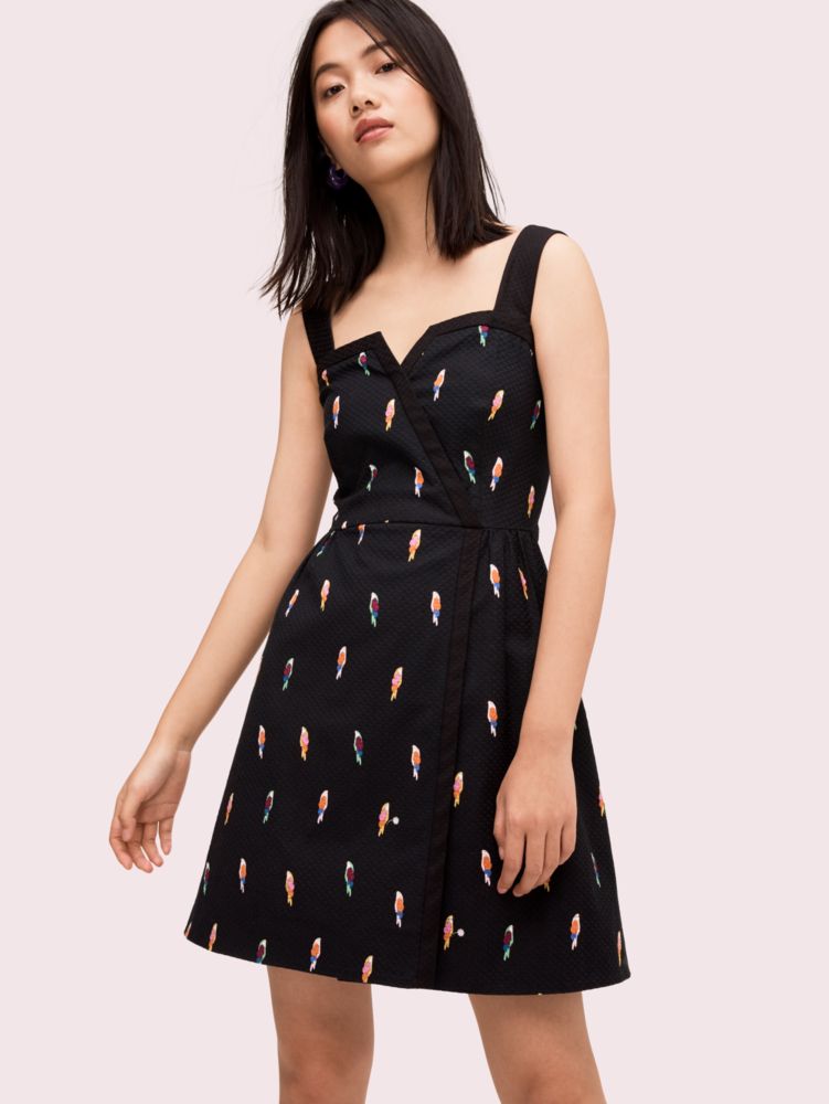 Kate Spade,flock party jacquard dress,Black