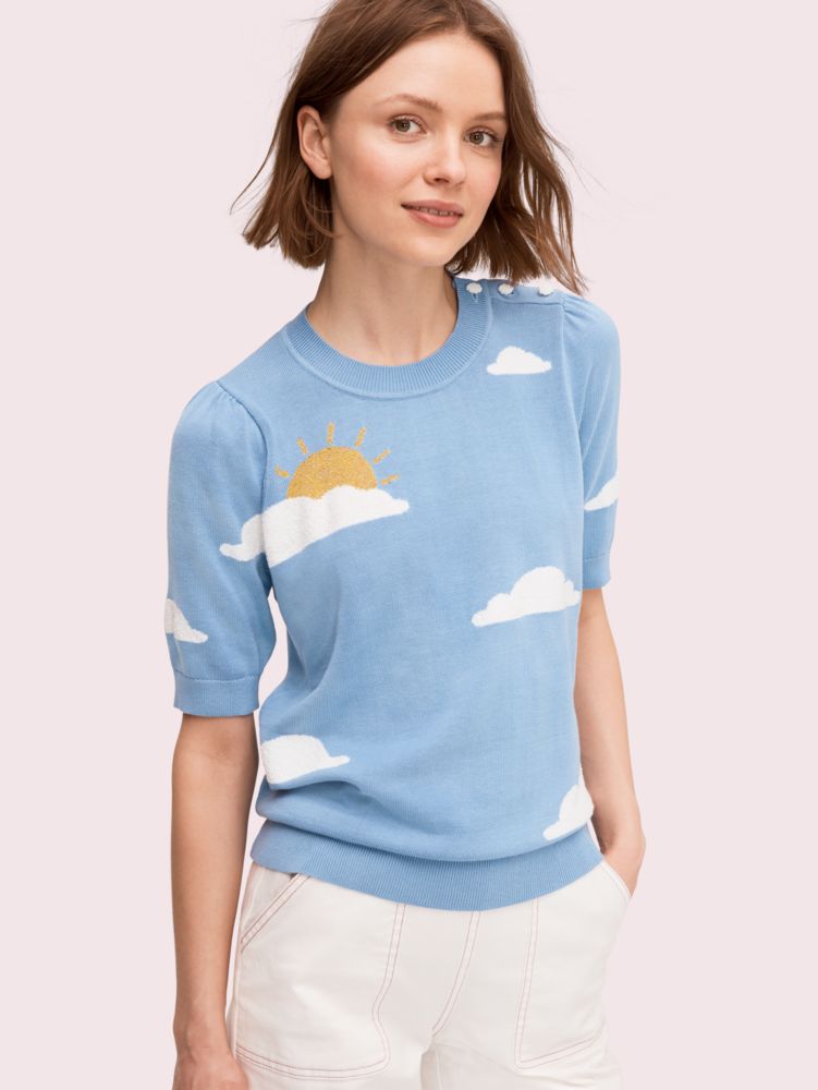 Kate Spade,silver lining sweater,Blue Heron