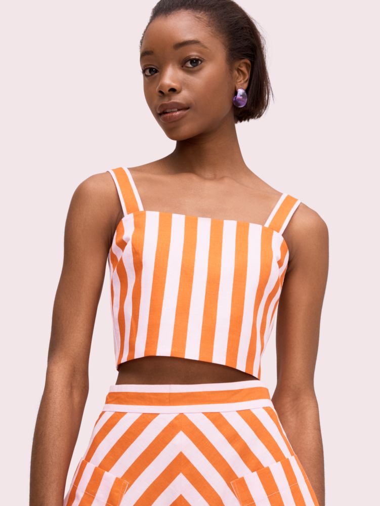 Kate Spade,deck stripe crop top,Traffic Orange Multi