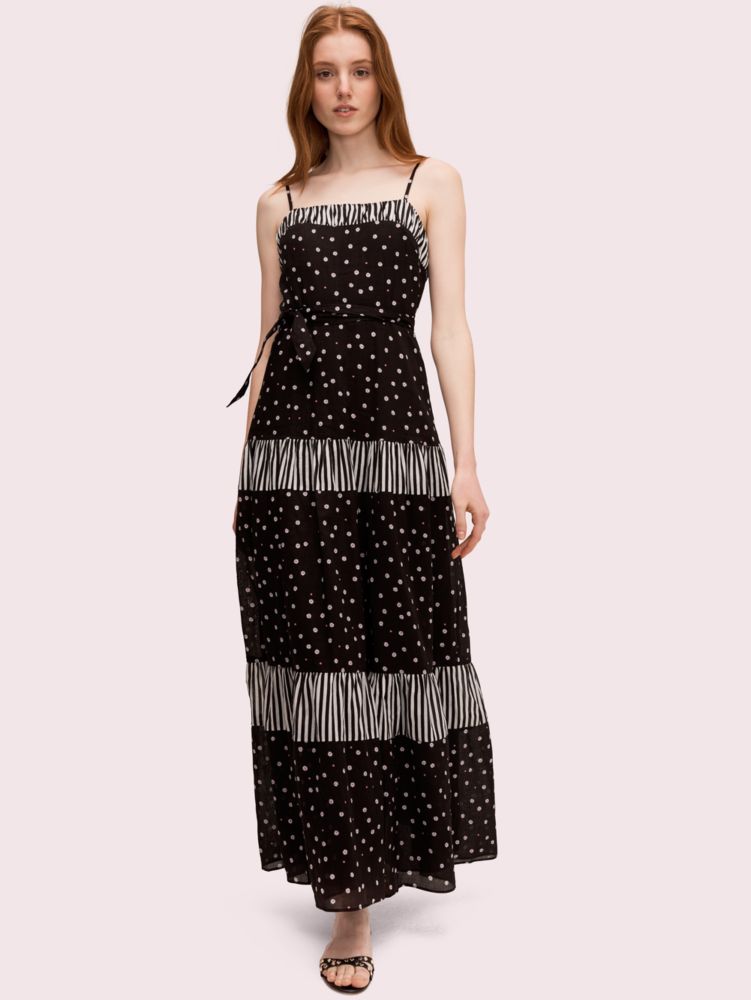 Kate Spade,daisy dot mixed maxi dress,Black