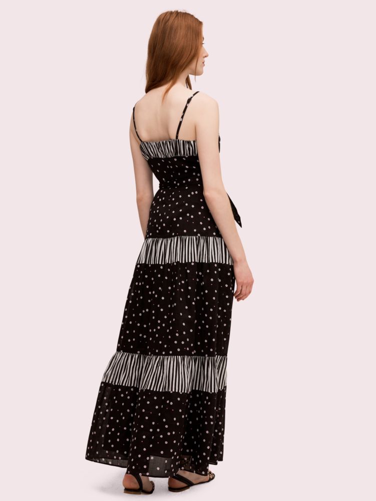 Kate Spade,daisy dot mixed maxi dress,Black