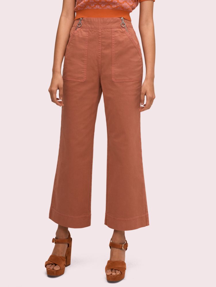 Kate Spade,denim zip flare pant,pants,Nearly Nude