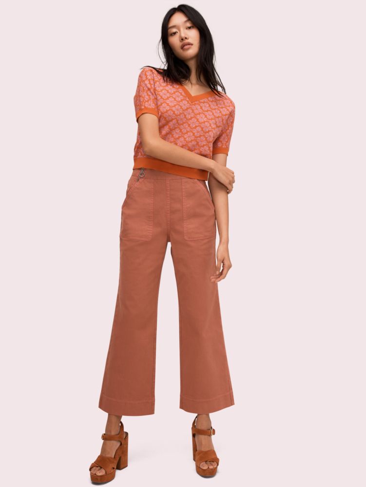 Kate Spade,denim zip flare pant,pants,Nearly Nude