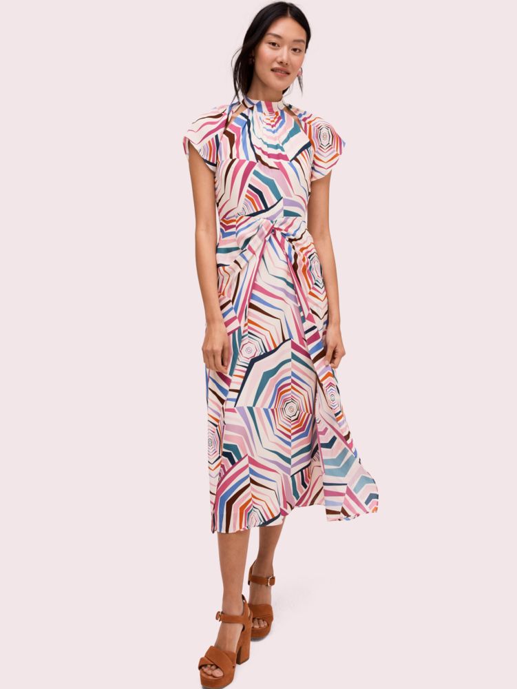 Kate Spade,geobrella silk midi dress,Multi