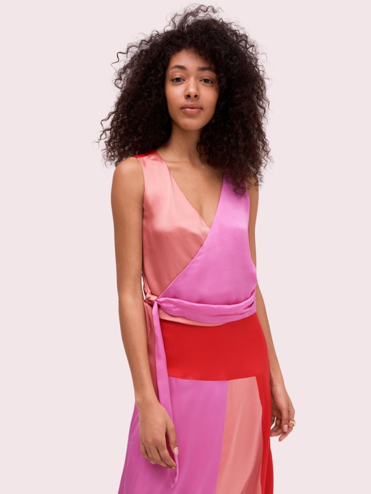 Kate Spade,Colorblock Wrap Top,
