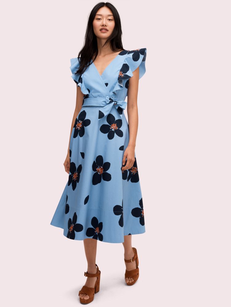 Kate spade grand flora poplin sales midi dress