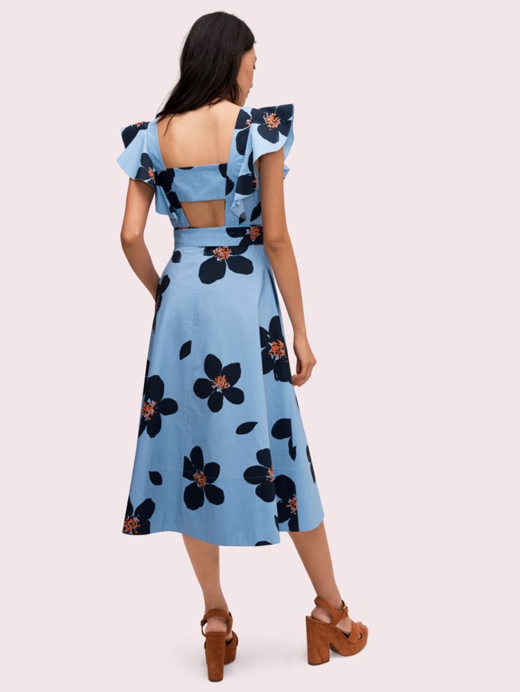 Kate spade grand flora poplin sales midi dress