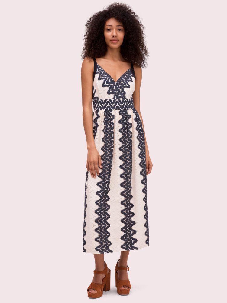 Kate Spade,sand dune lace midi dress,Black/Crm