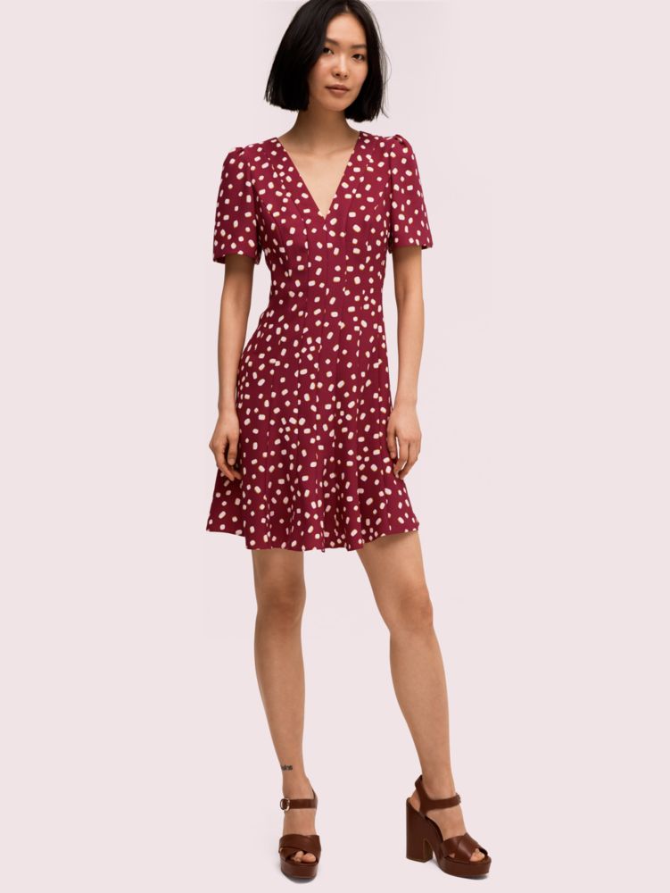 Kate Spade,mallow dot crepe dress,Lilac Moonlight Multi