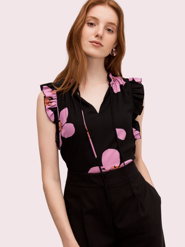 Kate Spade,Grand Flora Tie Neck Shell,