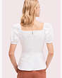 Kate Spade,puff sleeve blouse,Fresh White