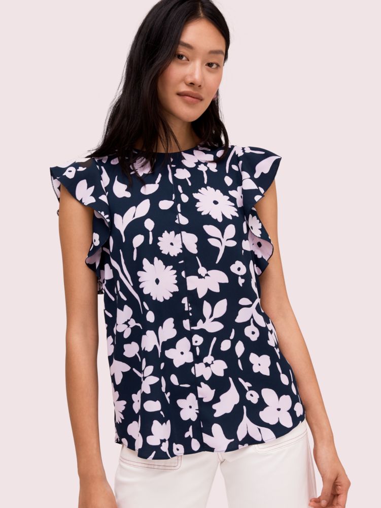 Kate Spade,Splash Flutter Sleeve Top,