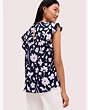 Kate Spade,splash flutter sleeve top,tops & blouses,Bright Cornflower