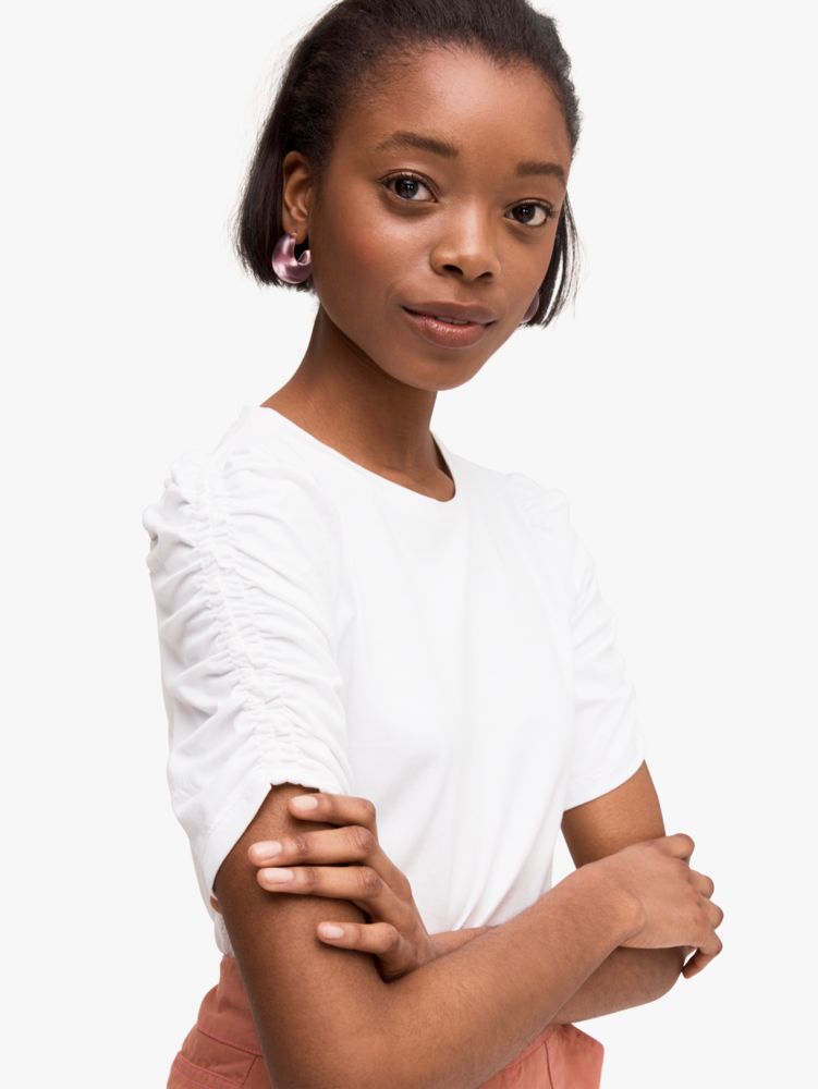 Ruched Sleeve Tee, , Product