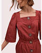 Kate Spade,button front sateen dress,Red Jasper