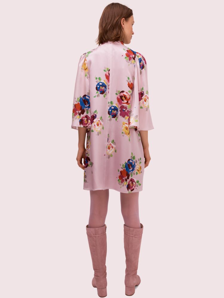 Kate Spade,Rare Roses Silk Tie Neck Dress,
