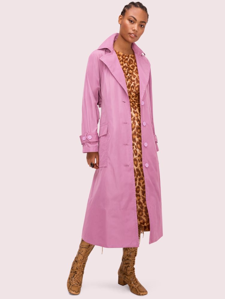 Kate Spade,taffeta tie waist trench,Ruffled Pansy