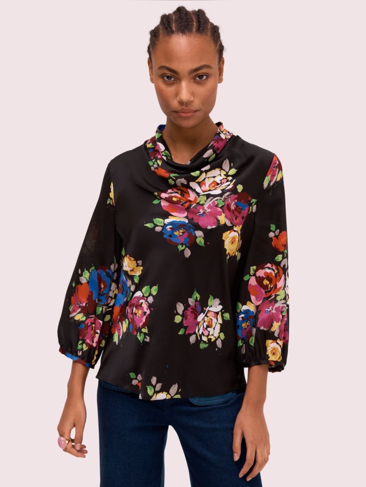 Kate Spade,Rare Roses Silk Top,