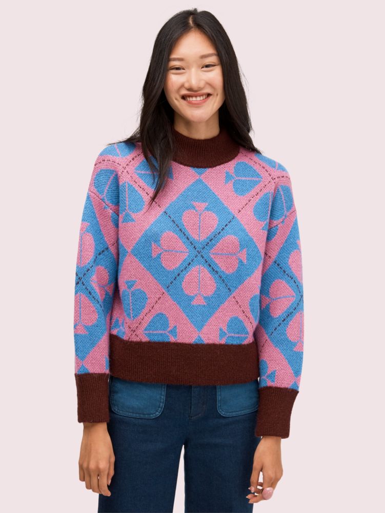 Kate Spade,spade geo sweater,Stained Glass Blue