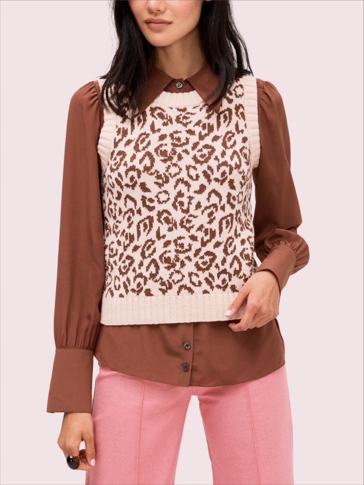 Kate Spade,Panther Intarsia Sweater Vest,