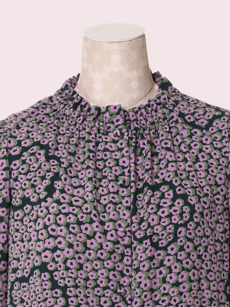 Kate Spade,Flair Flora Ruffle Neck Blouse,