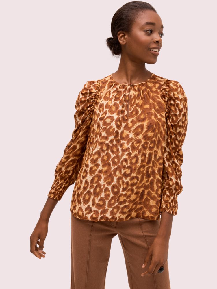 Kate Spade,panthera chiffon blouse,