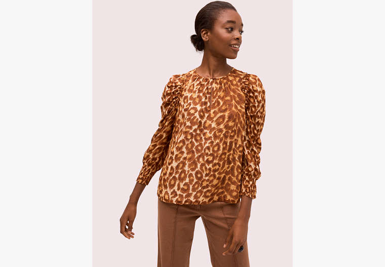 Kate Spade,panthera chiffon blouse,Neutral