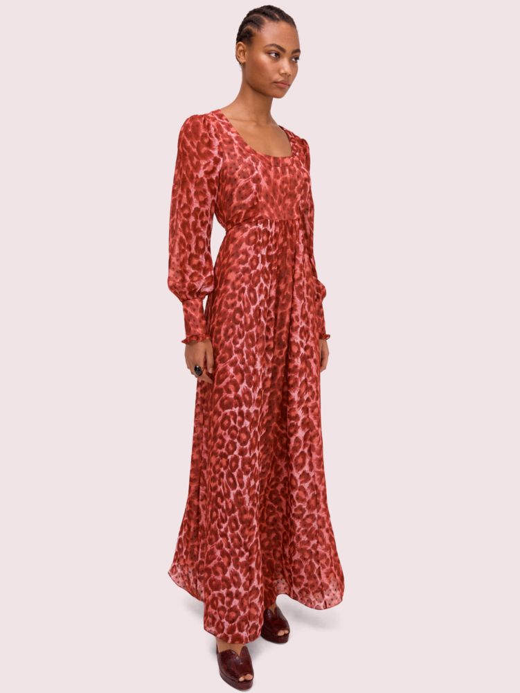 Soft Coral Panthera Chiffon Midi Dress