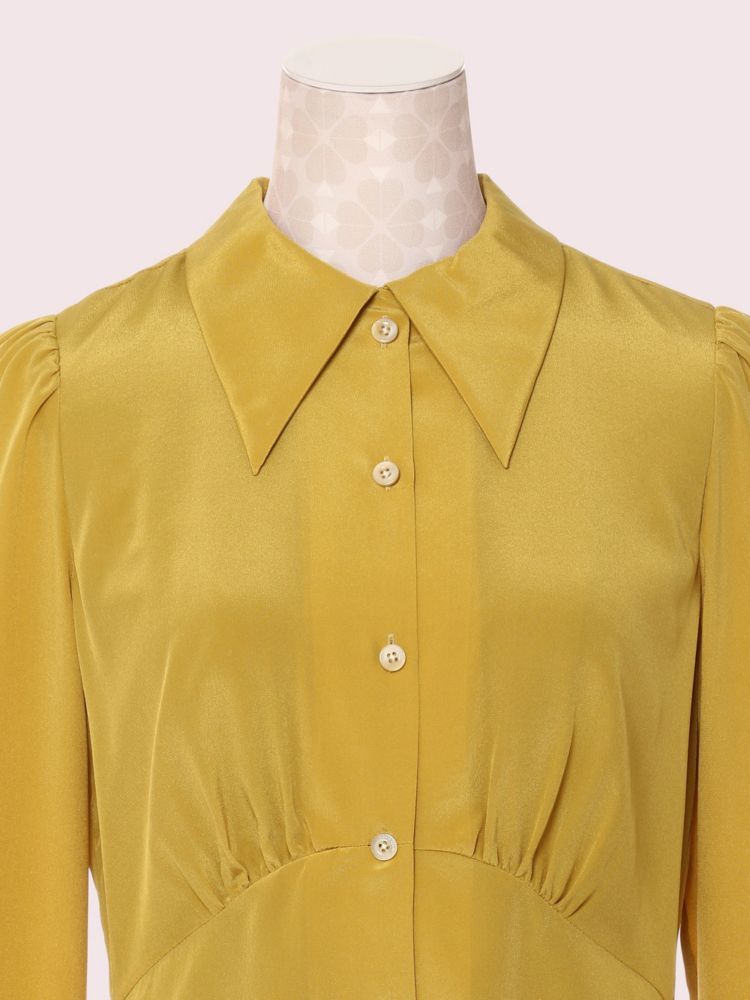 Kate Spade,silk point collar shirtdress,Golden Raisin