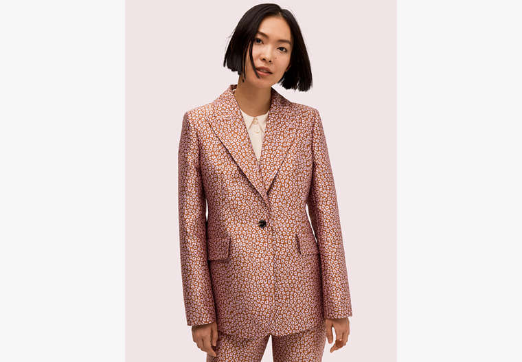 Kate Spade,flora leopard jacquard blazer,jackets & coats,Hot Cider