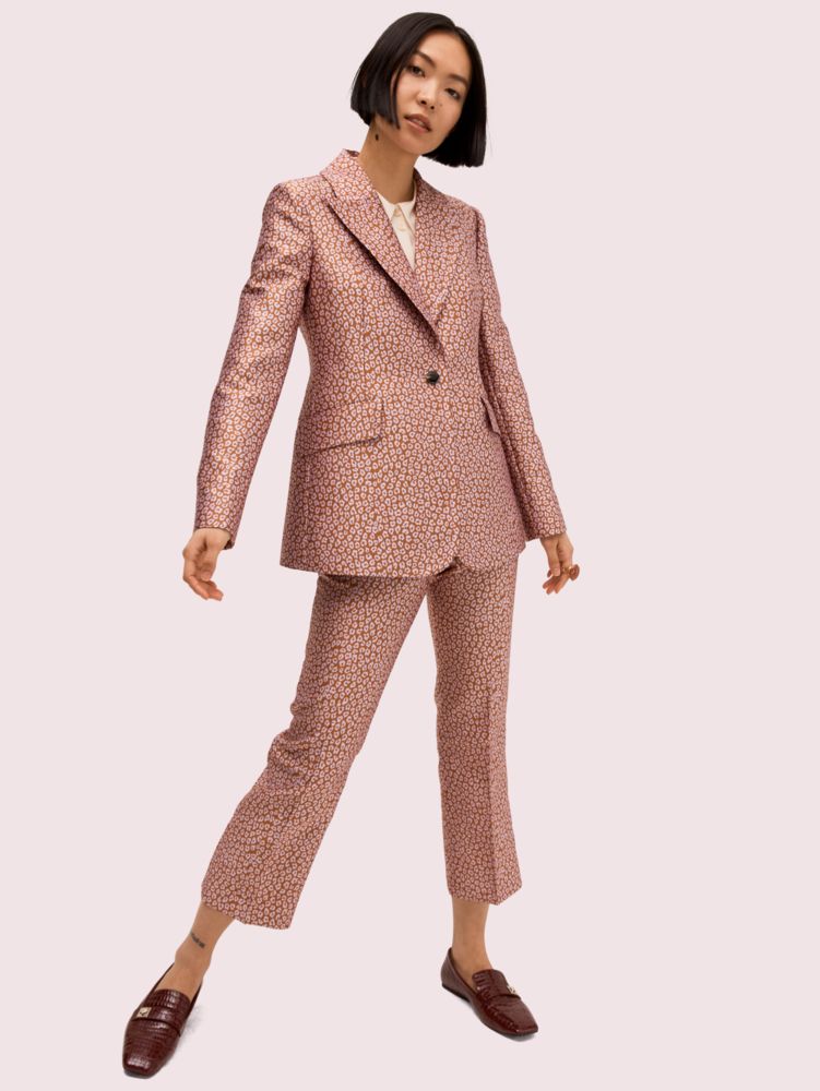 Kate Spade,flora leopard jacquard blazer,jackets & coats,Hot Cider