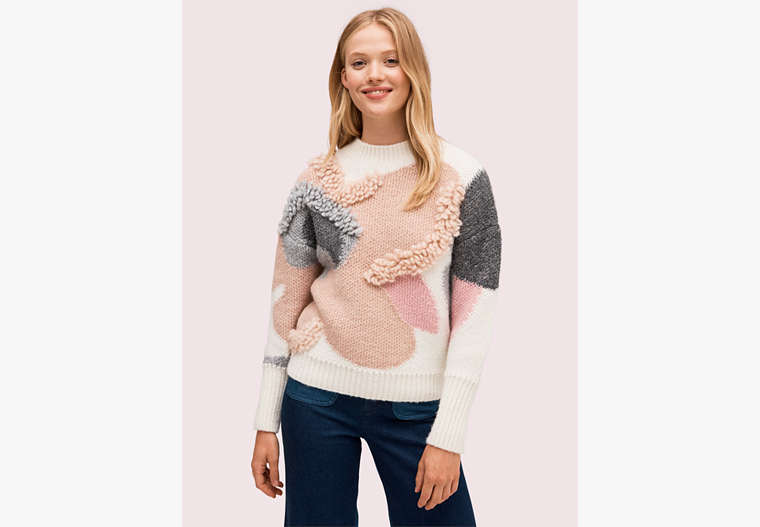 Kate Spade,textured bloom sweater,French Cream