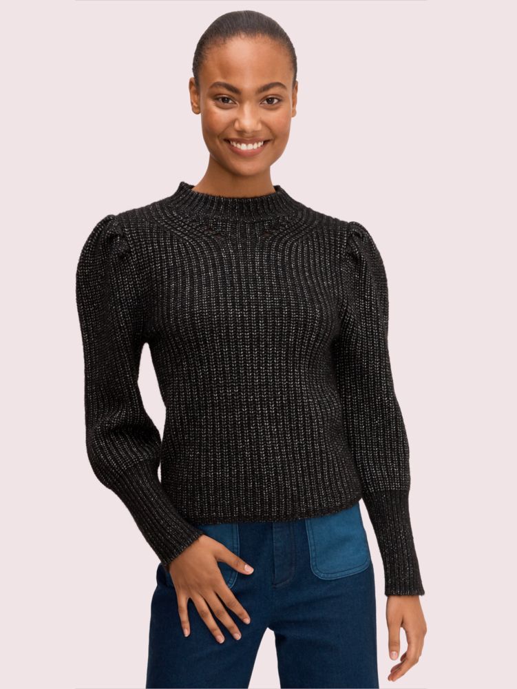 Black puff sleeve sweater sale