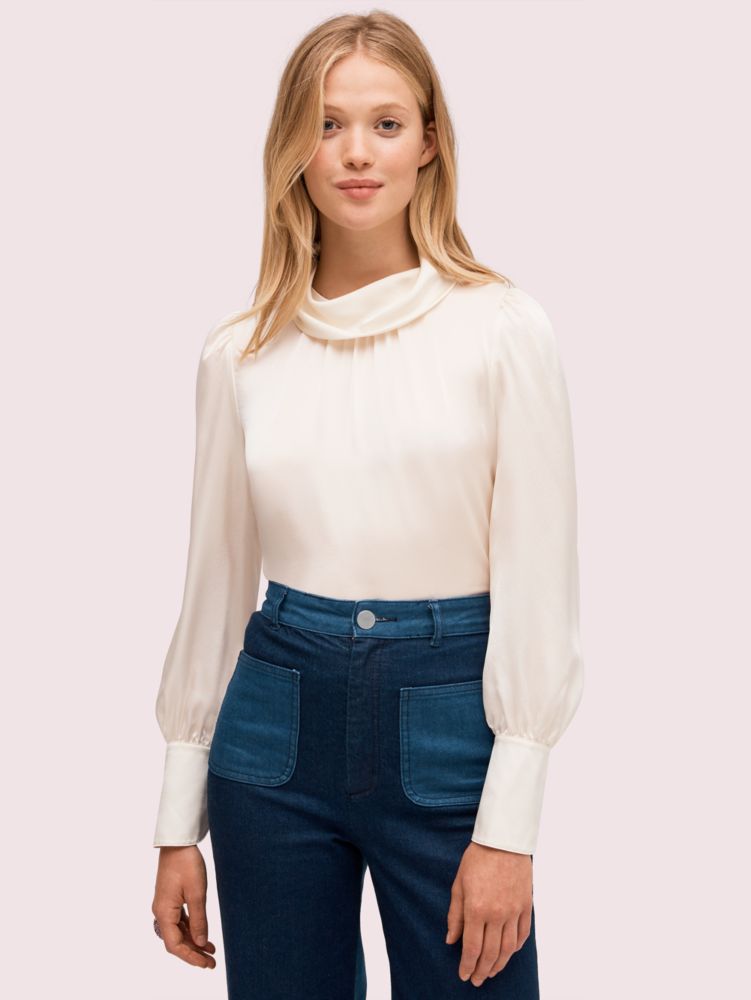 Kate Spade,silk charmeuse blouse,French Cream