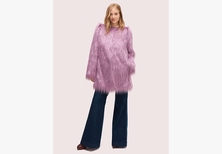 Kate Spade,faux fur coat,jackets & coats,Light Orchid image number 0