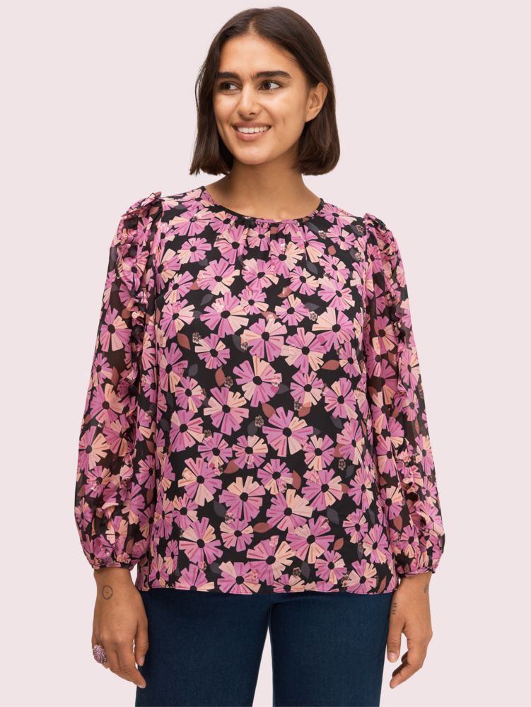 Kate Spade,wallflower chiffon blouse,Black