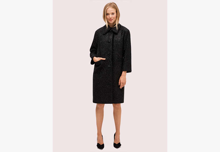 Kate Spade,tinsel tweed coat,Black