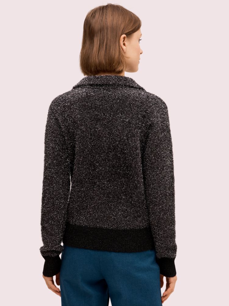 Kate Spade,sparkle polo sweater,sweaters,Deep Charcoal