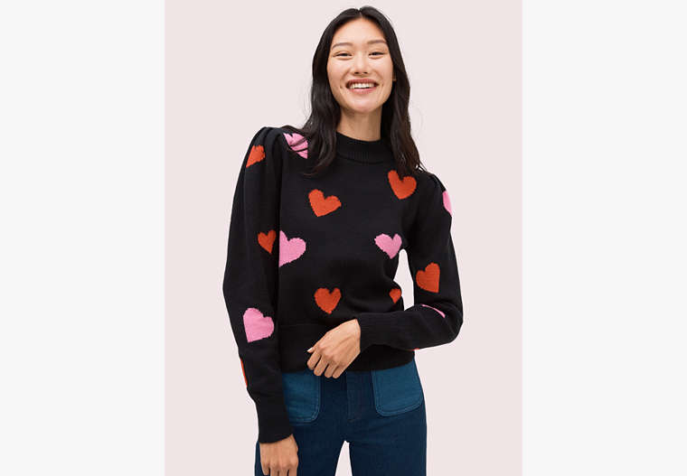 Kate Spade,hearts mockneck sweater,Black