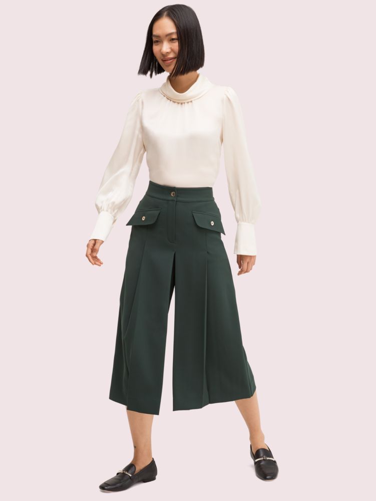 Kate Spade,pleated culotte pant,pants,Emerald