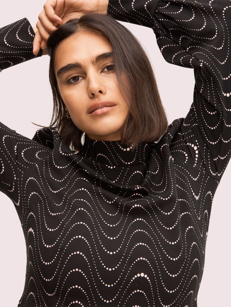 Wavy Dot Ponte Dress, , Product