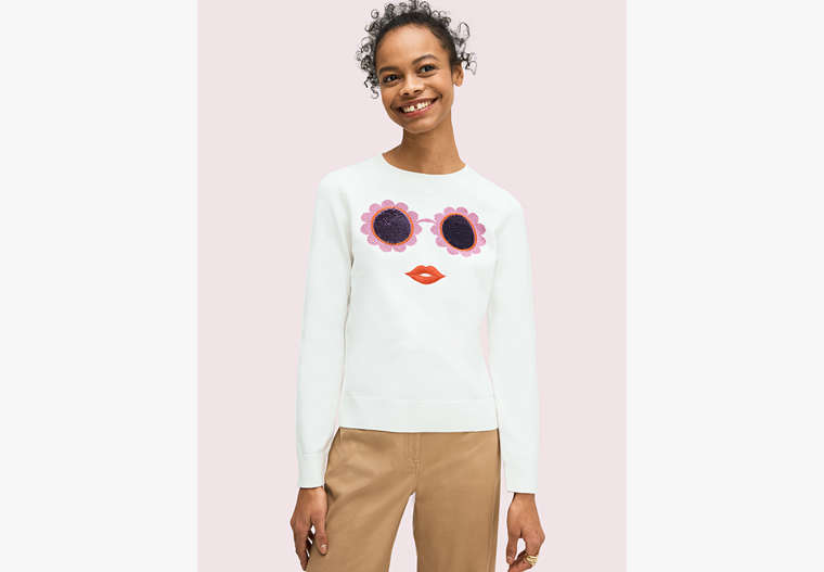Kate Spade,sequin sunnies sweater,sweaters,French Cream