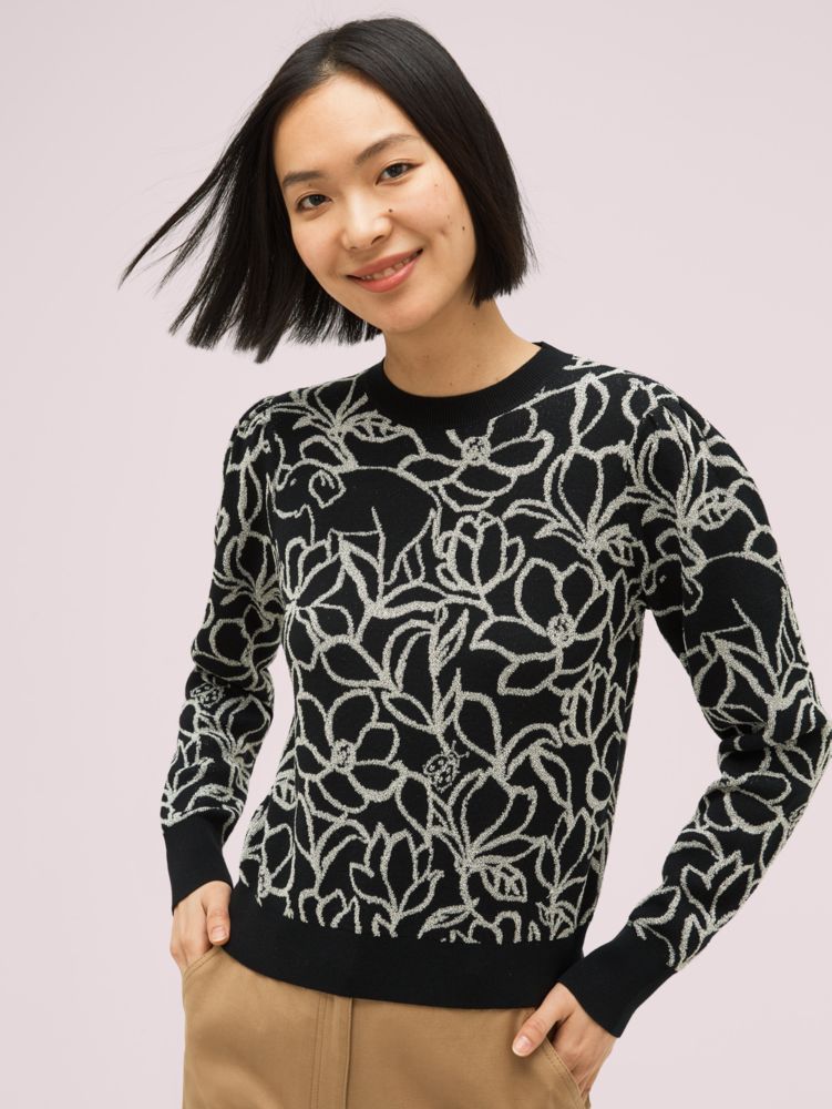 Kate Spade authentic Scribble Flora Metallic Floral Sweater SIZE L