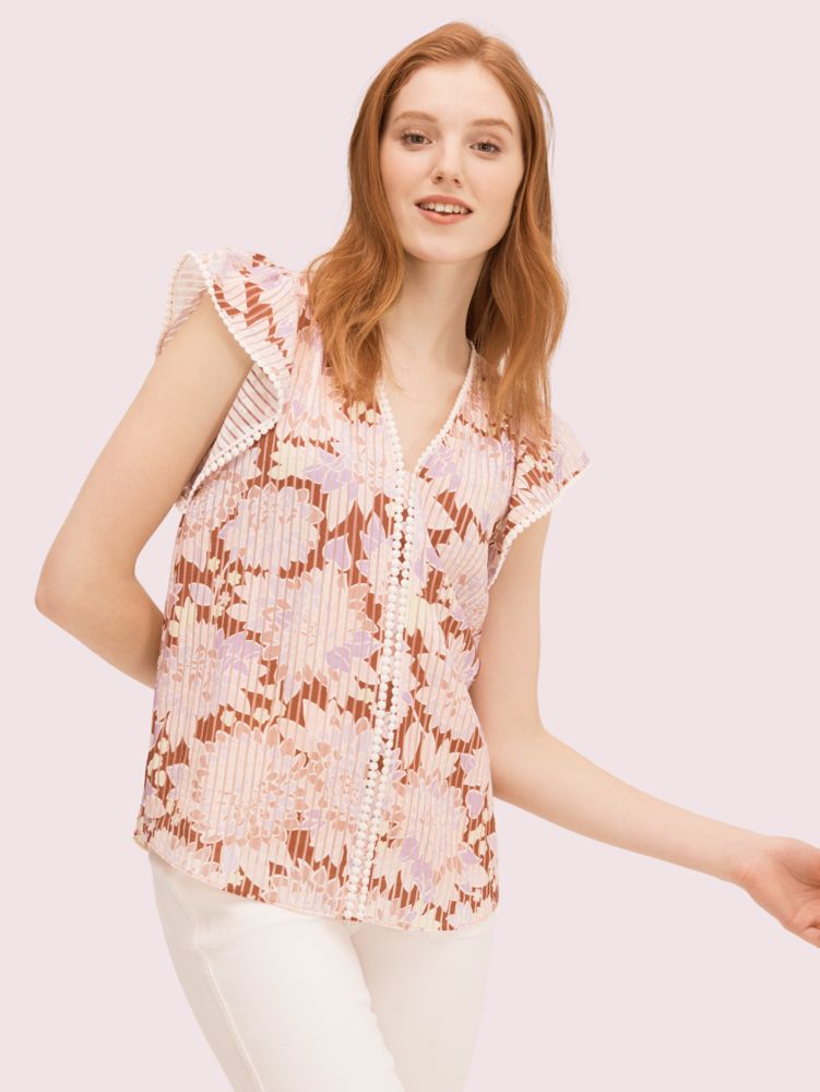 Kate Spade,Exotic Bloom Burnout Top,