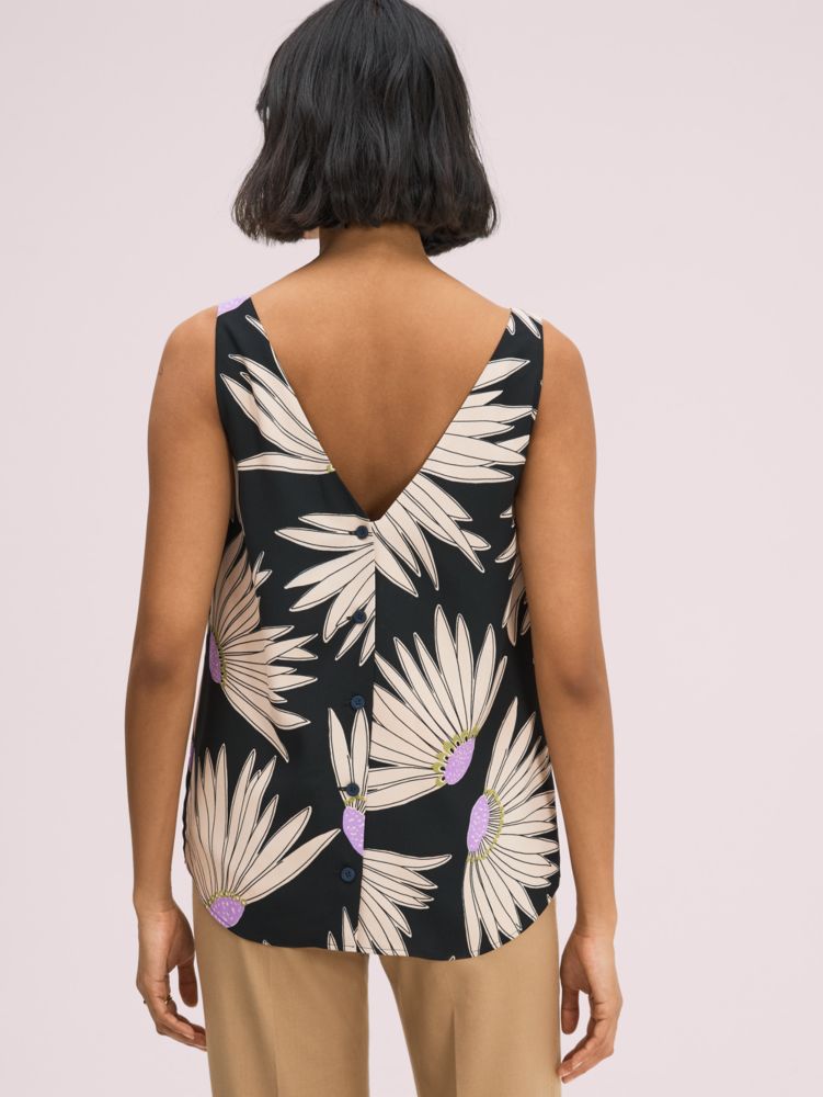 Kate Spade,falling flower sleeveless top,Black