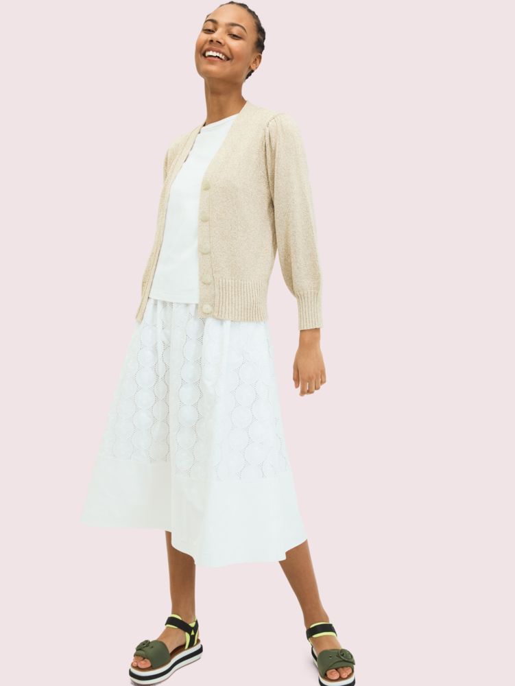 Kate Spade,metallic cardigan,sweaters,Gold