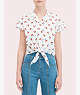 Kate Spade,cherry toss tie-front top,French Cream