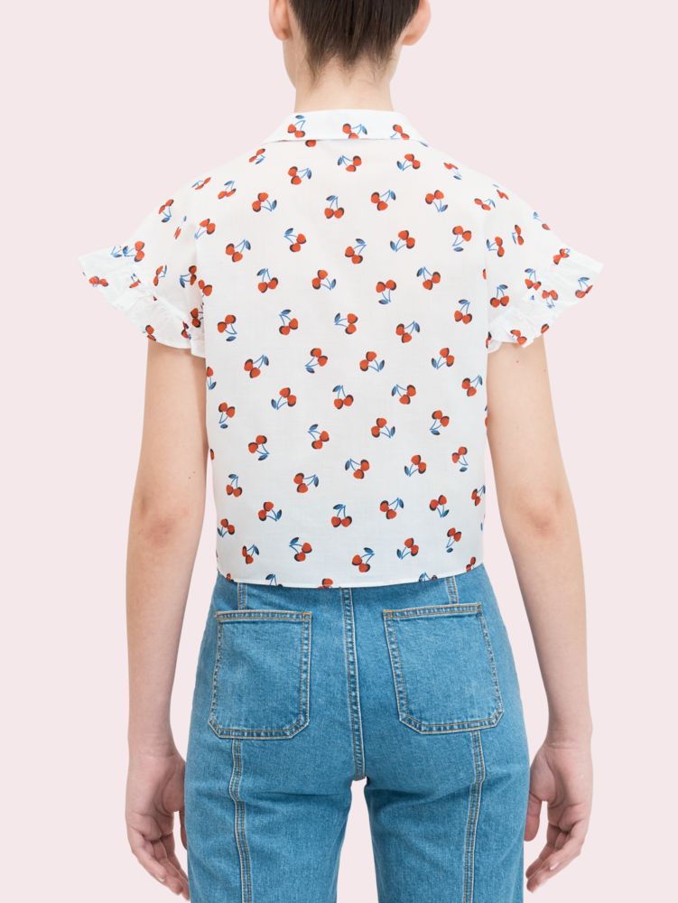 Kate Spade,cherry toss tie-front top,French Cream