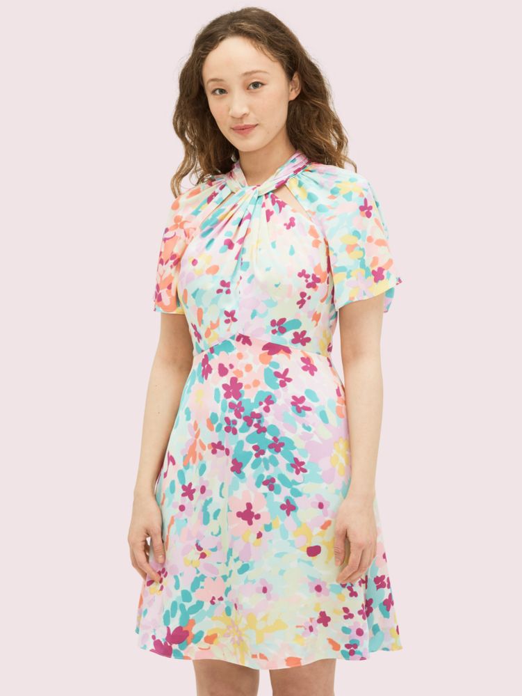 Kate Spade,Painted Petals Twist Neck Dress,
