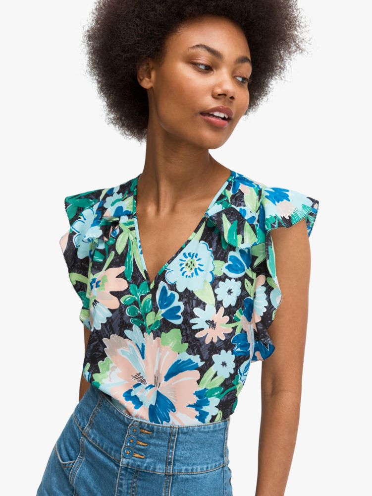 In Full Bloom Floral Crepe Bustier